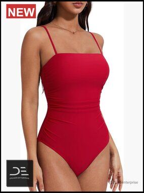 Women Sexy One Piece Swimsuit Tummy Control Square Neck Bathing Suit